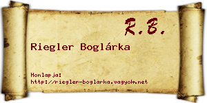 Riegler Boglárka névjegykártya