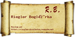 Riegler Boglárka névjegykártya